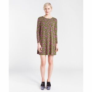 Marimekko Imidi Green/Fuchsia Raindrop Long Sleeve Jersey Dress